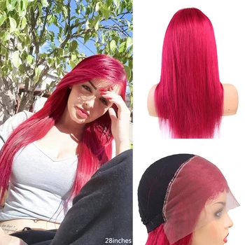 

Burgundy Colored Lace Front Wigs Brazilian Straight 99J Brown Blonde Lace Frontal Wigs Remy Human Hair 13x4 Lace Wig Euphoria