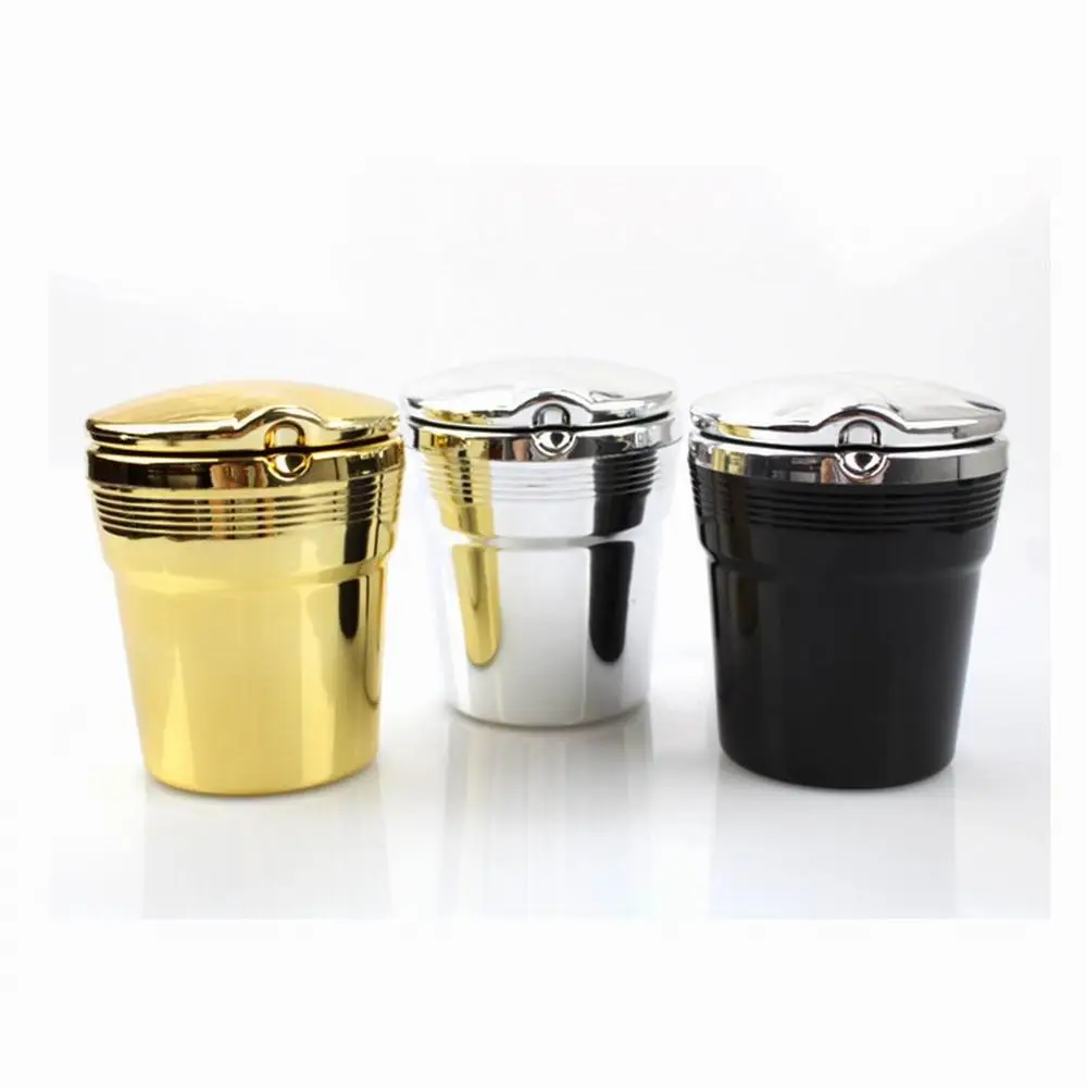 

Portable Car Cigarette Ashtray Stainless Auto Ashtray Ash Blue LED Light Smokeless Stand Cylinder Cup Holder Ashtray