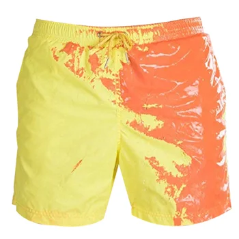 

Men Beach Short Change Color Beach Pant for Boy Quick Dry High Temperature Discoloration Male Running Gym Summer Swimming Shorts