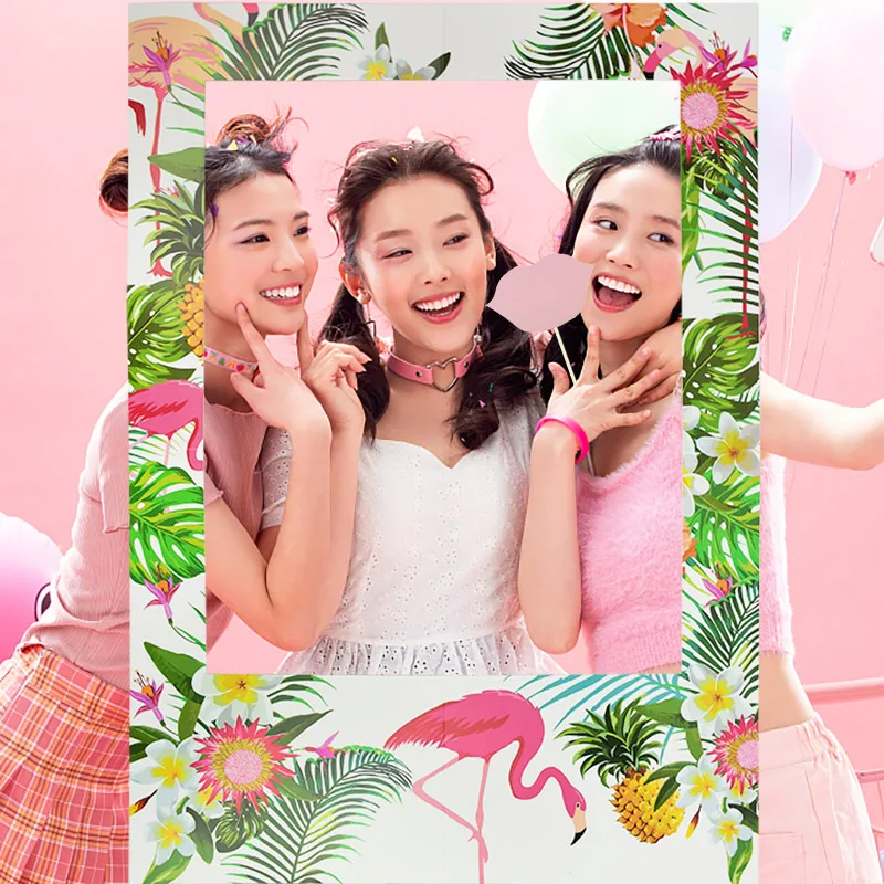 Hawaii Decorazione Per Feste Flamingo Frame Photo Booth Prop Ananas Decorazione Tropicale Tenuto In Mano Puntelli Per Foto Forniture Per Fondali Per F