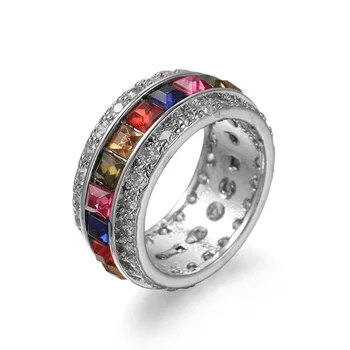 

CINDY XIANG Cubic Zirconia Multi-color Wedding Rings For Women Luxury Copper Ring Full Cubic Inlay Egagement Fashion Jewelry
