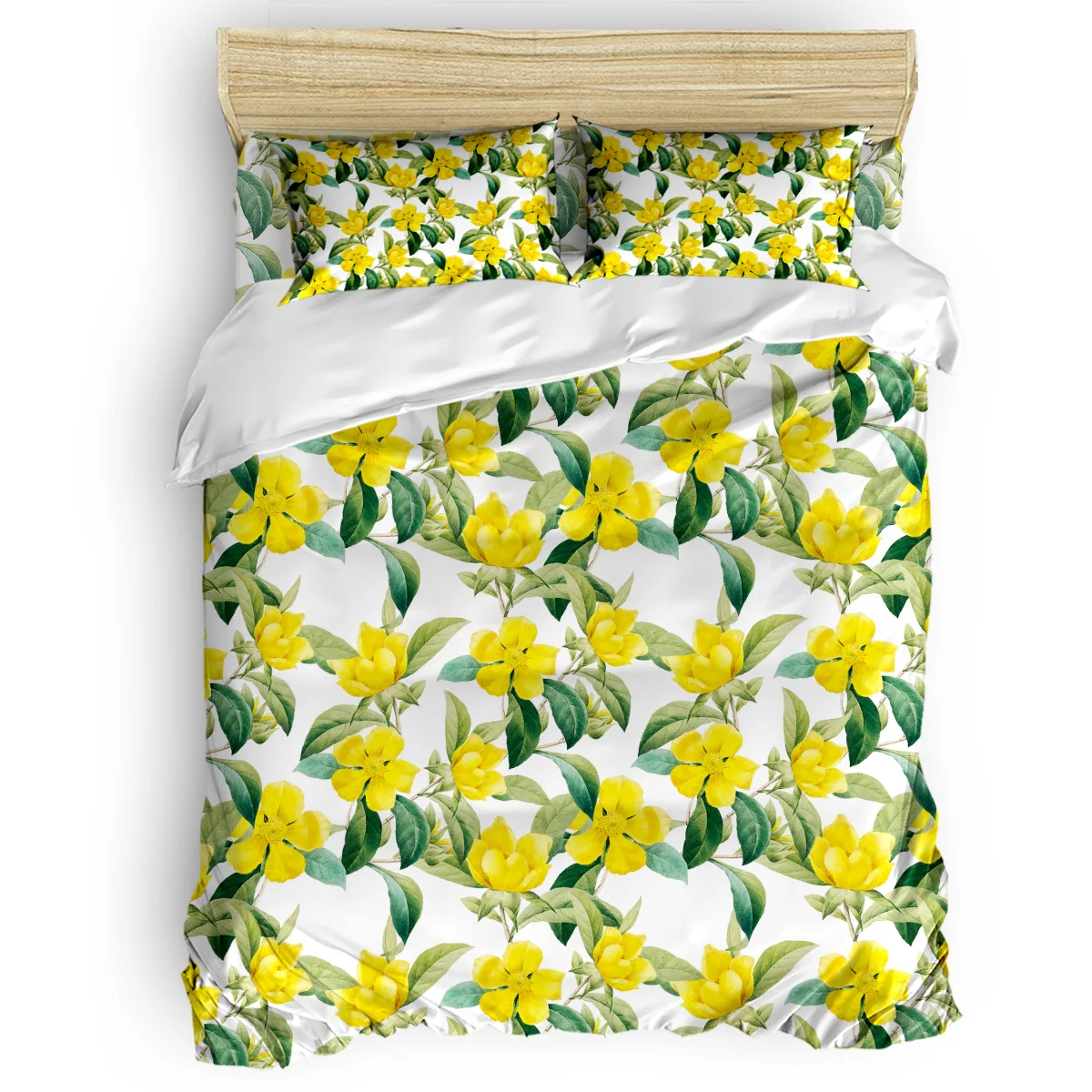 

Vintage Yellow Flower Vintage Duvet Cover Set View of Folkloric Serape 4 Piece Bedding Set