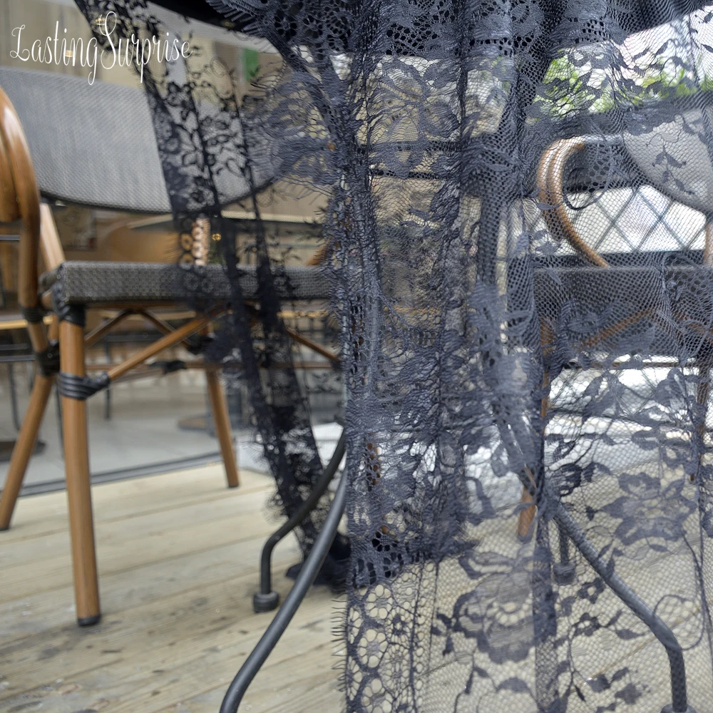 Black Wedding Floral Lace Table Runner Table Cloth Chair Sash Banquet Wedding Party Table Decoration Home Textile 75*300cm