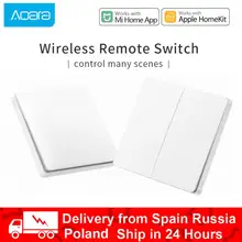 Xiaomi-interruptor inteligente Aqara Zigbee, Control remoto de luz, Wifi, llave inalámbrica, interruptor de pared, funciona con puerta de enlace para la aplicación Homekit Mihome