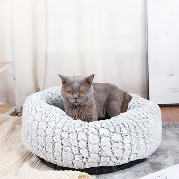 

Round Warm Fleece Dog Bed Grey Pink Pet Lounger HOuse For Small Medium Large Dogs Cat Winter Warm Dog Kennel Puppy Mat Pet Bed