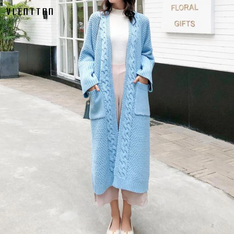 ^Cheap Winter Autumn Fashion Office Long Sleeve Female Cardigans Casual Loose Thick Knitted Sweaters Korean Oversized Cardigan Mujer
