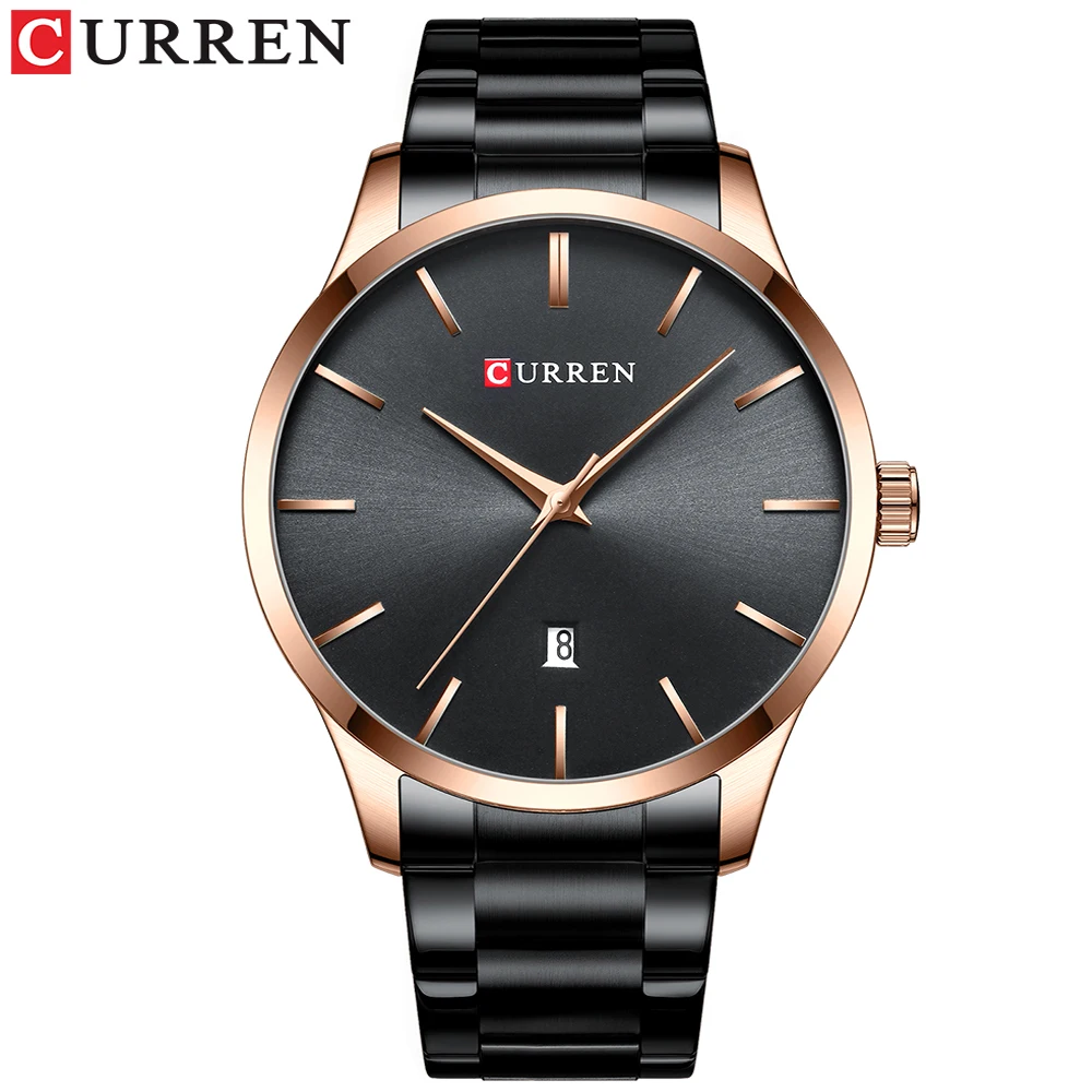 black rose watch Классические простые кварцевые часы с датой люксовый бренд CURREN часы мужские наручные часы из нержавеющей стали часы мужские Reloj Hombres - Цвет: black rose watch