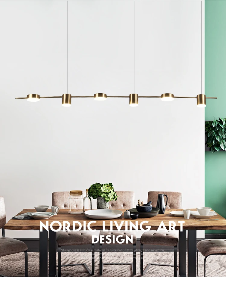 Moderno e Minimalista Sala de Jantar Preto Dourado Lustre Cozinha Ilha Pendurado Luzes Restaurante Nordic Deco Pingente Lâmpadas - Led 2 Luzes de pendentes