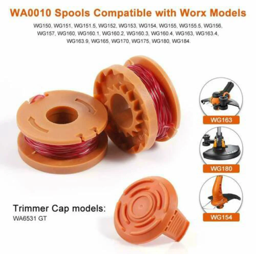 8 1pcs Trimmer Spool Line For Worx WG154 WG163 WG180 WG175 WG155 WG151 WG160 String Trimmer Parts Replacement Accessories