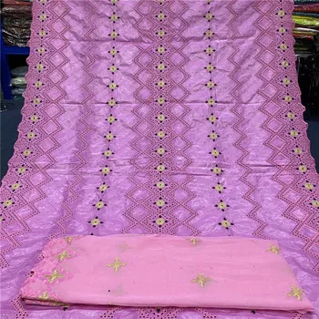 

African bazin riche fabric with beads Latest fashion embroidery bazin lace fabric with net lace 7 yards 4L092301