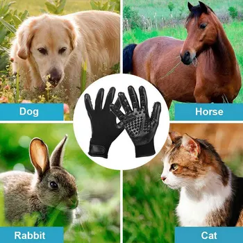 

1 Pair Grooming Glove for Cats Soft Rubber Pet Hair Remover Dog Horse Cat Shedding Bathing Massage Brush Clean Comb for Animals