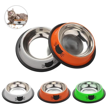 

Stainless Steel Pet Dog Cat Food Bowls Pets Drinking Feeding Bowls Anti-skid Dogs Cats Water Bowl Outdoor Pet Drink Tools