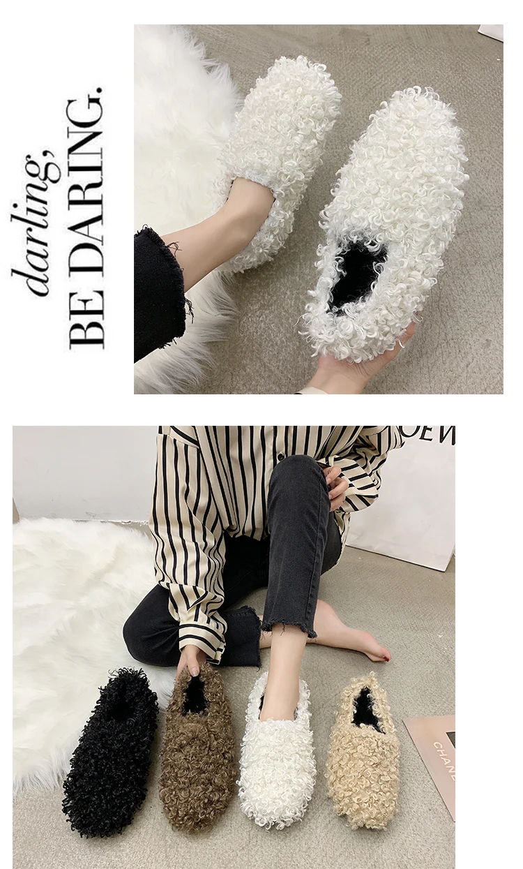Slip On Shoes For Women Flats Women's Moccasins Shallow Mouth Loafers Fur All-Match Modis Casual Female Sneakers Round Toe