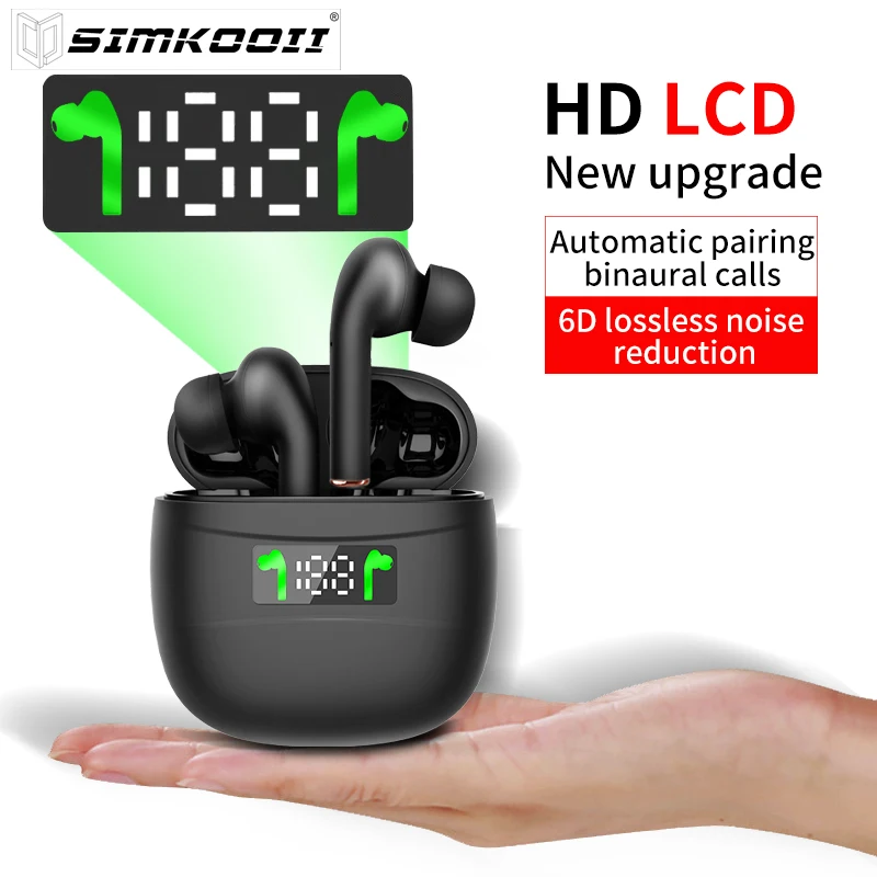 SIMKOOII Bluetooth 5 2 Беспроводной наушники вкладыши TWS с зарядный чехол мини гарнитура