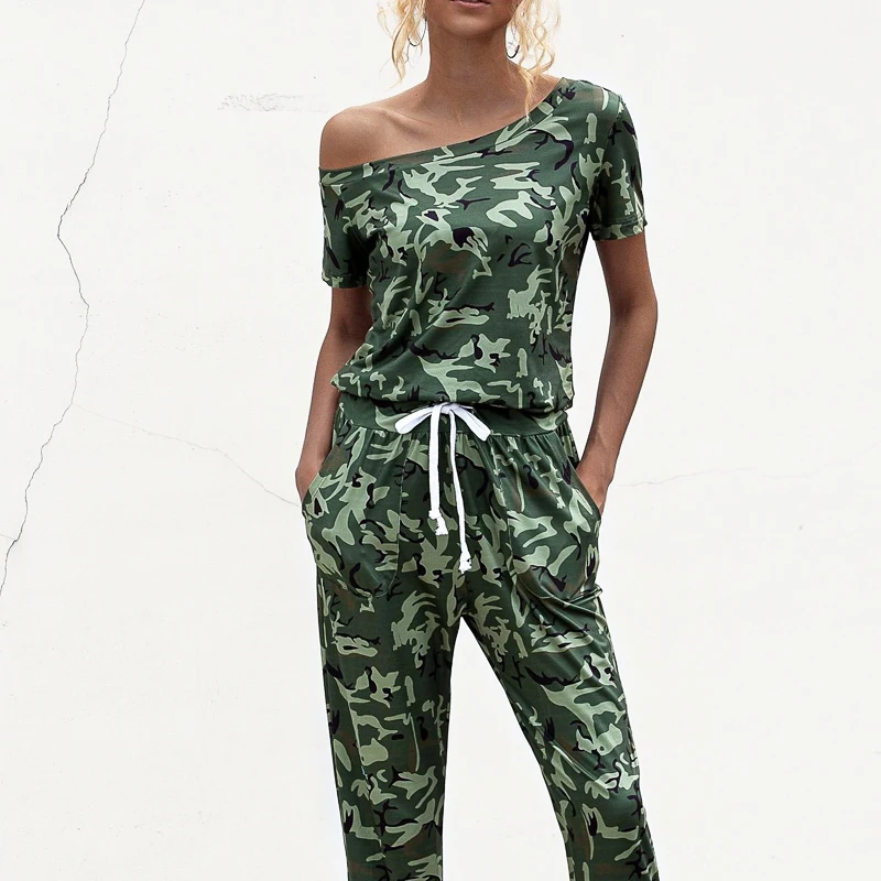 Spring Summer Camouflage print bodysuit women 2020 streetwear Casual off shoulder short-sleeved pocket Women strapless jumpsuit Spring Summer Camouflage print bodysuit women 2020 streetwear Casual off shoulder short-sleeved pocket Women strapless jumpsuit