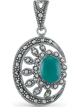 

Silver Wings pendant with marcasite and Agate in silver