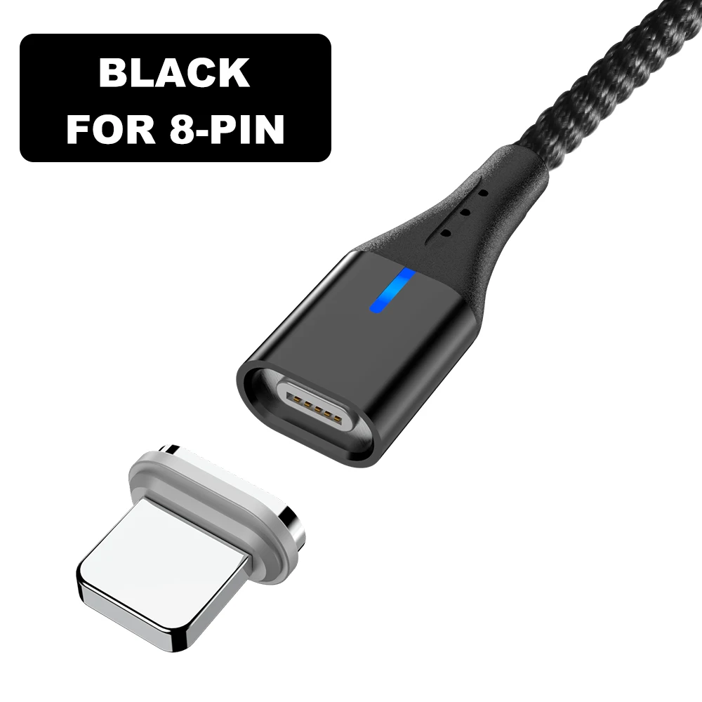 Магнитный Micro USB кабель Vanniso для iPhone samsung 3A, провод для быстрой зарядки и передачи данных, магнитное зарядное устройство, USB TypeC, 1 м, 2 м, кабель для мобильного телефона - Цвет: Black For iphone