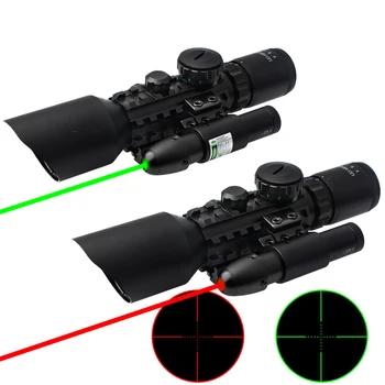 

3-10x42 Scope Red and Green Laser Scope Tactical Hunting Rifle Scope 680nm Red Dot Sighting Laser for 11/20mm track installation