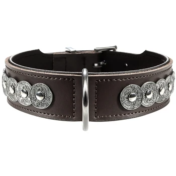 

HUNTER Collar for Dogs Hunter Basic Rom 55 leather brown / black 39 mm 41 - 49 cm