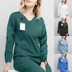 Beauty Salon Dentistry Pet Long Sleeve Doctor Overalls Nurse Scrub Top Breathable Medical Surgical Uniform Pharmacy Hospital Sui