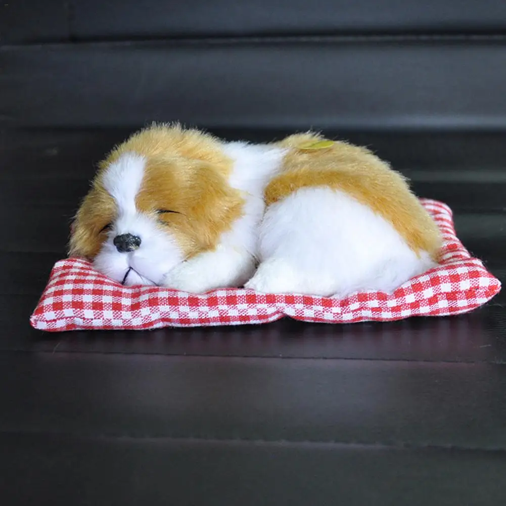 Маленькая имитация щурясь Спящая собака со звуком милые животные мягкие плюшевые игрушки декор украшения детская игрушка подарок - Цвет: A