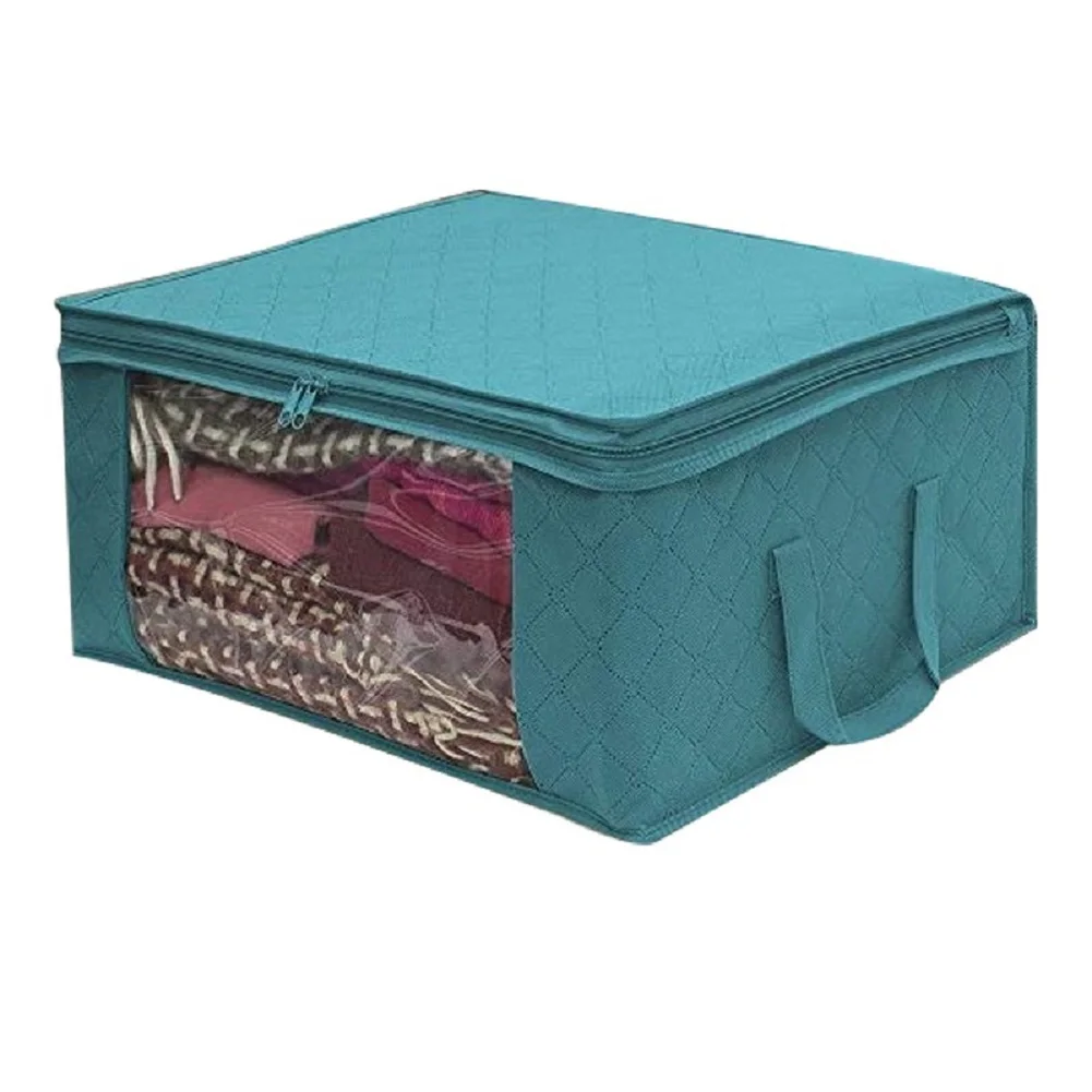 Складная сумка для хранения Одеяло Одежда Одеяло Шкаф Органайзер для свитера молния коробка, мешочек - Цвет: Синий