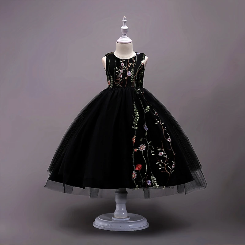It's Yiya/Платья с цветочным узором для девочек 5 цветов, элегантное бальное платье без рукавов с круглым вырезом, платья в пол, детские праздничные пышные платья, 825