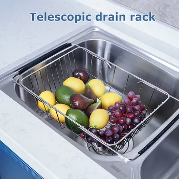 

Adjustable Drain Basket Telescopic Vegetable Washing Basin Dish Storage Washing Drain Holder Kitchen Sink Drain Rack Rustproof