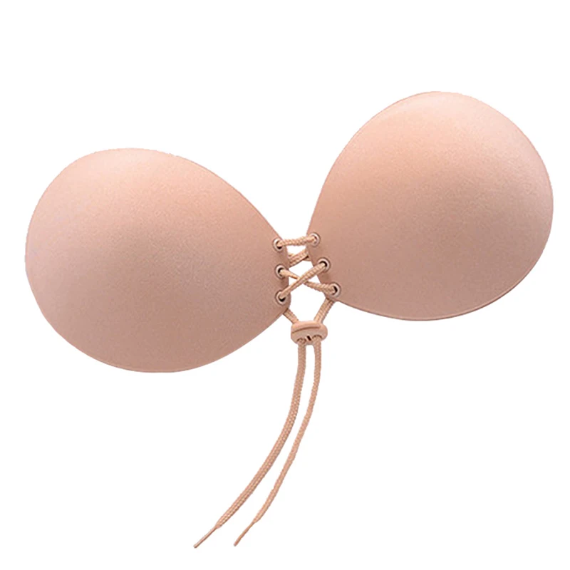 beige Varsbaby сексуальное невидимое бесшовное белье без бретелек с эффектом пуш-ап, силиконовое нижнее белье, бюстгальтеры на завязках A B C D - Цвет: beige