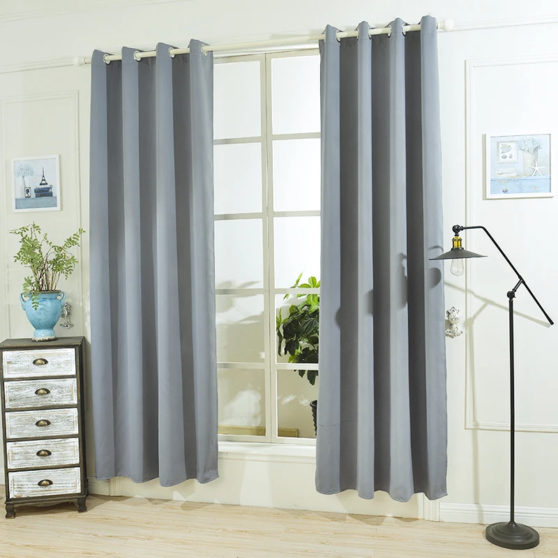 

1PCs Gray Modern Simple Imitation Silk Solid Color Curtain Blackout Curtains For Bedroom Living Room Window 175 * 140cm