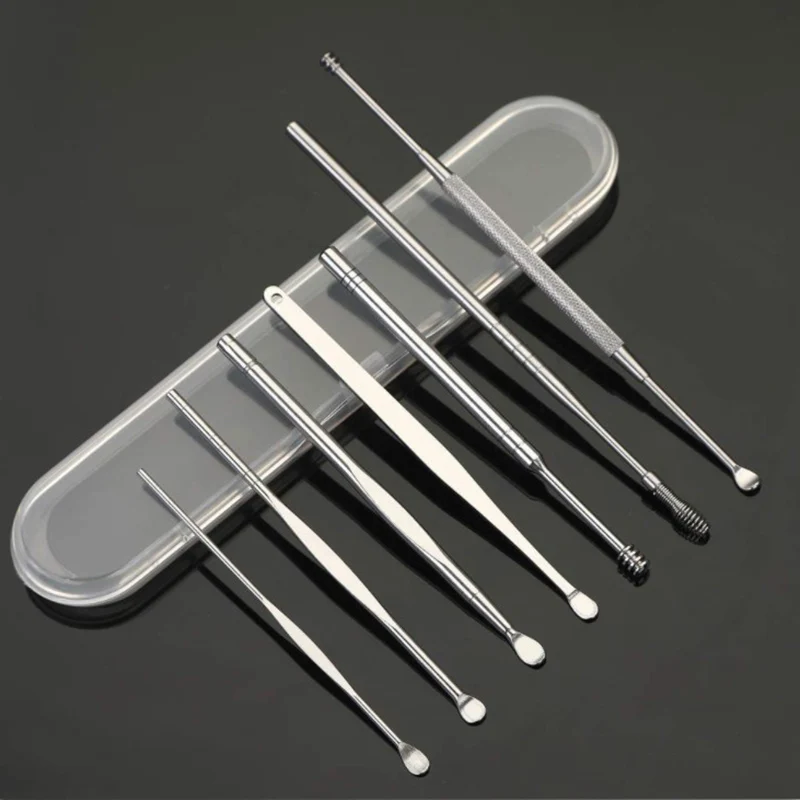8Pcs/set Stainless Steel Ear Wax Pickers Ear Cleaner Spoon Care Ear Clean Tool Earpick Wax Remover Curette Ear Pick Cleaner