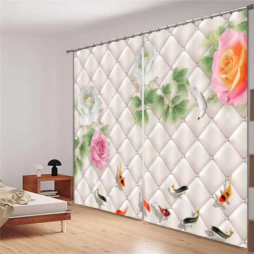 

3d Curtains Flower Window Blackout Curtain Living Room Bedroom On The Window Decoration Luxury Curtains
