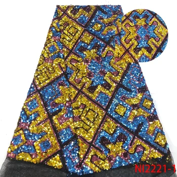 

Special Design Fashion Embroidery Mesh Fabric High Quality Nigerian Lace Fabrics African Dresses Sequence Lace Fabrics NI2221-1