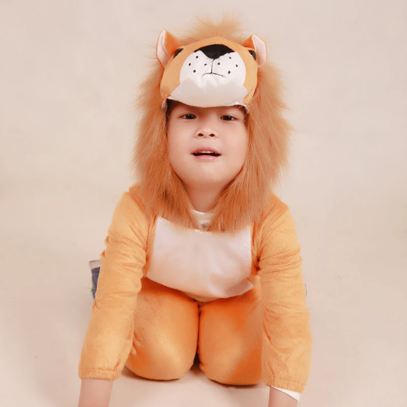 only costume Детский костюм льва для костюмированной вечеринки на Хэллоуин; одежда для выступлений с животными; перчатки; обувь - Цвет: only costume