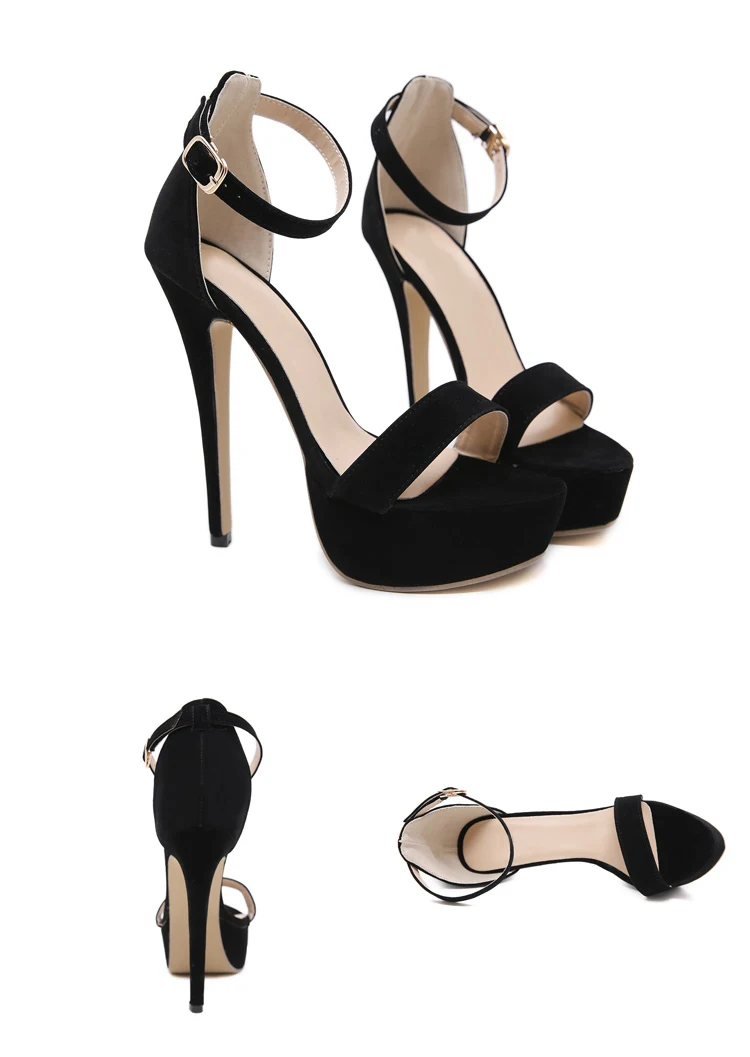 Eilyken Босоножки на платформе и высоком каблуке; женские летние вечерние туфли на шпильке с открытым носком; пикантные черные босоножки с ремешком на щиколотке; размер 42
