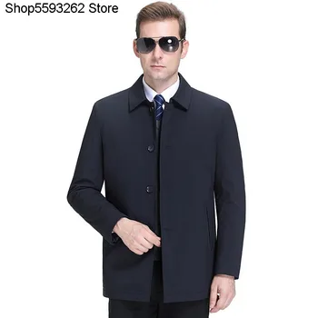 

Men Cotton-padded Jacket Business Leisure Lapel Button Cotton-padded Jacket Middle-aged And Elderly Coat Thicken Keep Warm Male