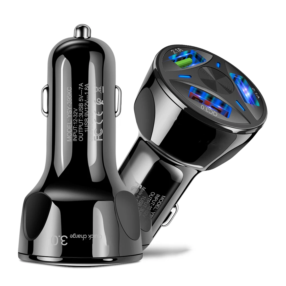 Рок QC 3,0 3 зарядных порта USB для автомобиля Зарядное устройство Быстрая зарядка для iphone X 7 8 iPad Универсальный для Xiaomi samsung huawei P30 быстрой зарядки 5V 7A