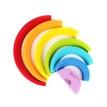 

7Pcs Colorful Wooden Blocks Toys Creative Rainbow Assembling Blocks Kids Toys