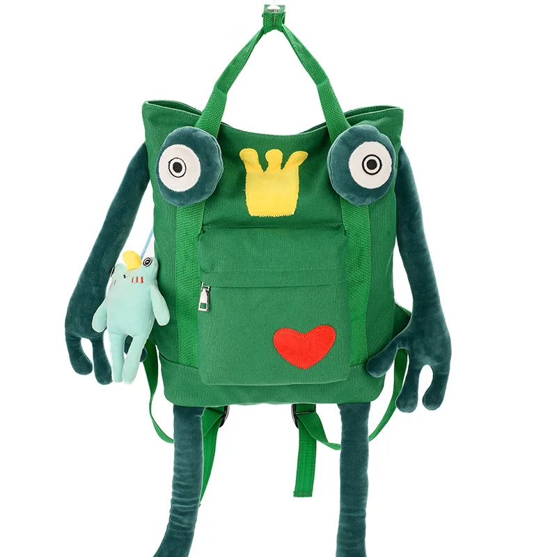 

LA-024-026 College wind cute four-legged frog large-capacity school bag college canvas backpack tide