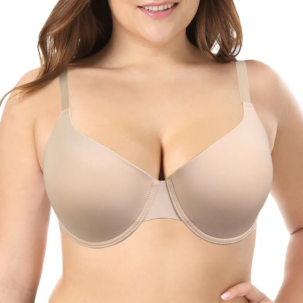 

VOGUESECRET Brand New Women Bras Plus Size Sexy Lingerie Unlined Underwire Solid 34 36 38 40 42 44 46 48 C D E F G H Thin Cups