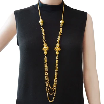 

New Design Multi-layered Long Necklaces Women Gold Chain Necklace Bohemian Neclace