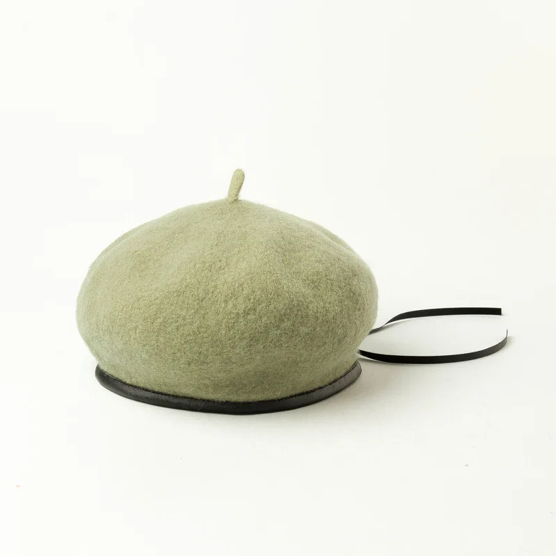 USPOP New winter hats women wool berets adjustable PU binding beret female wool hats autumn solid color caps thick warm hat