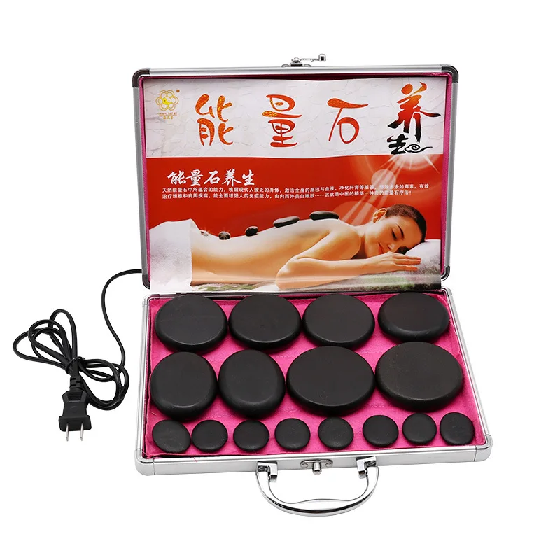 

Hot Energy Lava Volcanic Stone Spa Massage Set Electric Heating Box Massage Stone Body Massager Beauty Salon Physiotherapy Tool