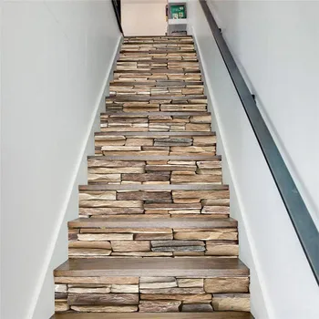 

13Pcs/Set DIY 3D Stairway Stickers Stone Pattern Removable Steps Stairs Stickers Floor Wall Decor Decals Sticker Home Decoration
