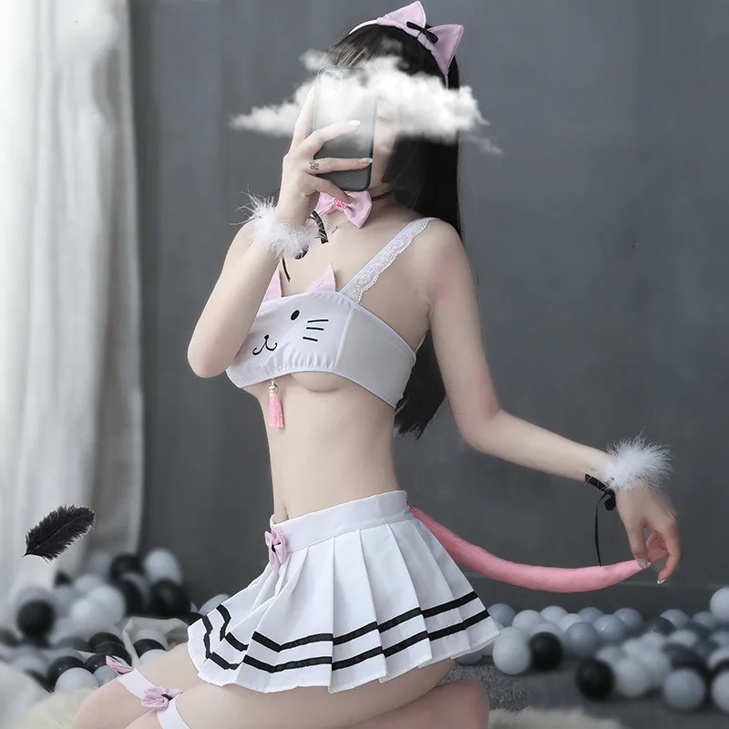 Милая Одежда для девочек kawaii комплект нижнего белья школьная форма сексуальное