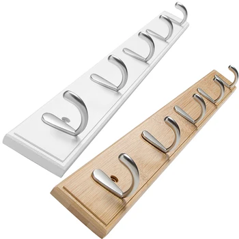 

5 Hook Wall Mounted Rack Multifunction Hook Coat Hook Rack Towel Hanger Holder Dress Coat Hook Wall Door Bamboo Hanger Decoratio