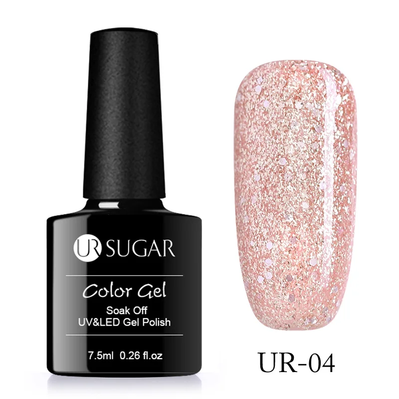 Glitter 4 Ur Sugar 7,5 мл розовое золото блестящий УФ-Гель-лак для ногтей с блестками отмачиваемый УФ-Гель-лак телесного цвета Гель-лак для ногтей - Цвет: Glitter 4