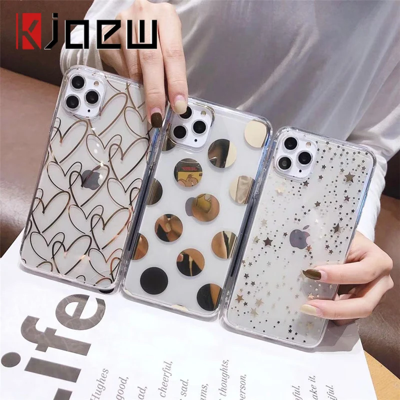 KJOEW Electroplated Transparent Phone Case For iPhone 11 Pro Max X XS
XR Xs Max 6 6S 7 8 Plus Glitter Bling Laser Soft IMD Cover