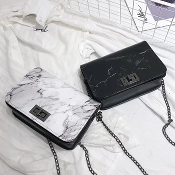 

Luxury Designer Handbags Women Bags 2020 Marble Pattern Shoulder Bag Lock All-match Messenger Bag PU Fashion Small Square Bag