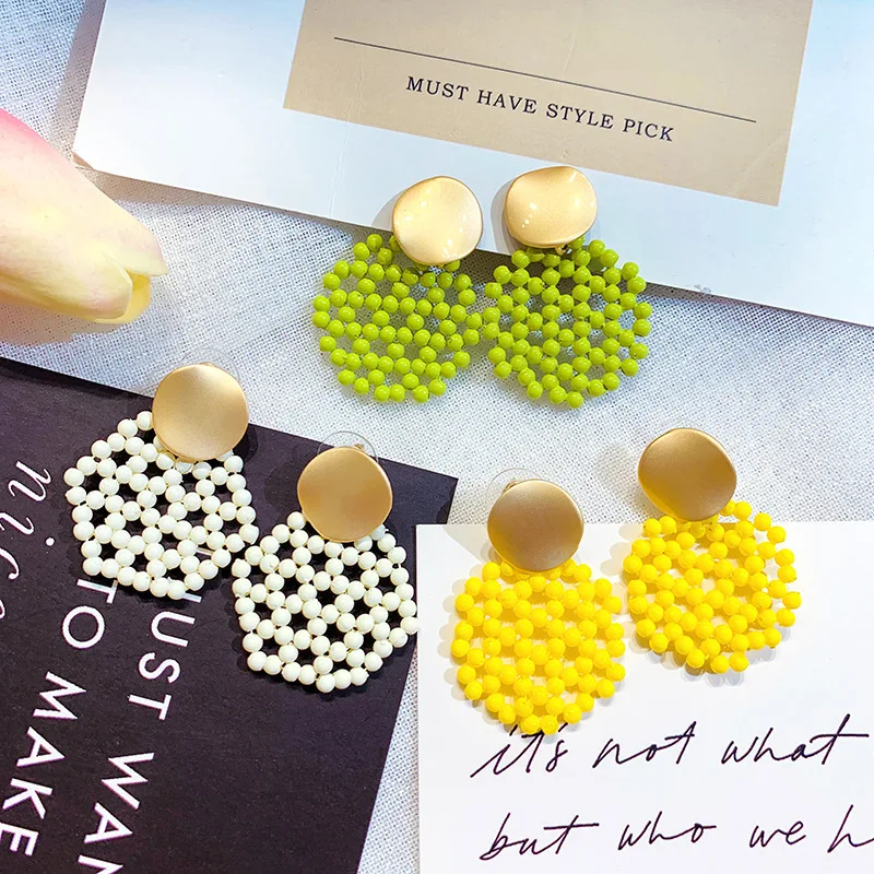 

Bohemian Colorful Beads Earrings for Women Geometric Round Drop Earrings Long Dangle Earrings Party Jewelry